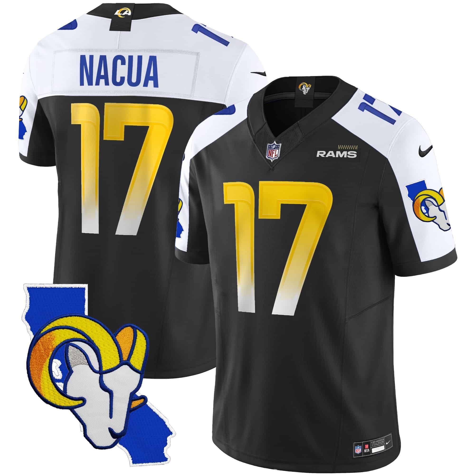 Men Los Angeles Rams #17 Nacua Black 2024 Nike California Patch Vapor Limited NFL Jersey->indianapolis colts->NFL Jersey